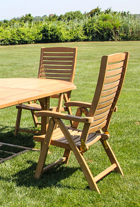 photo of Harlow & Macgregor Dorchester teak extension table and Harlow teak high back chairs